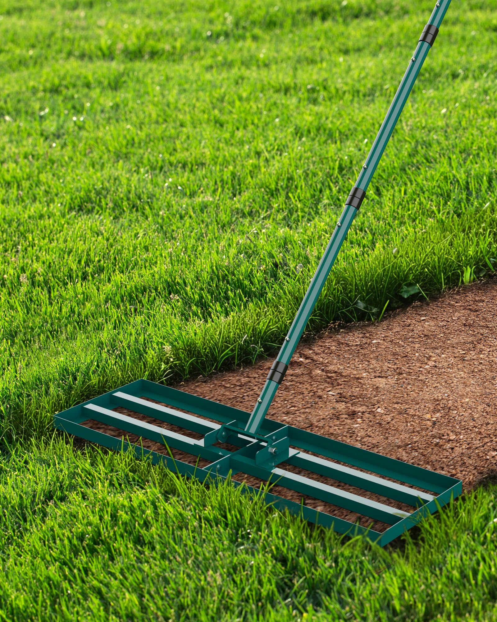Lawn Leveling Rake, 30x10 Inch Lawn Leveler Tool | with 78'' Adjustable Steel Ha