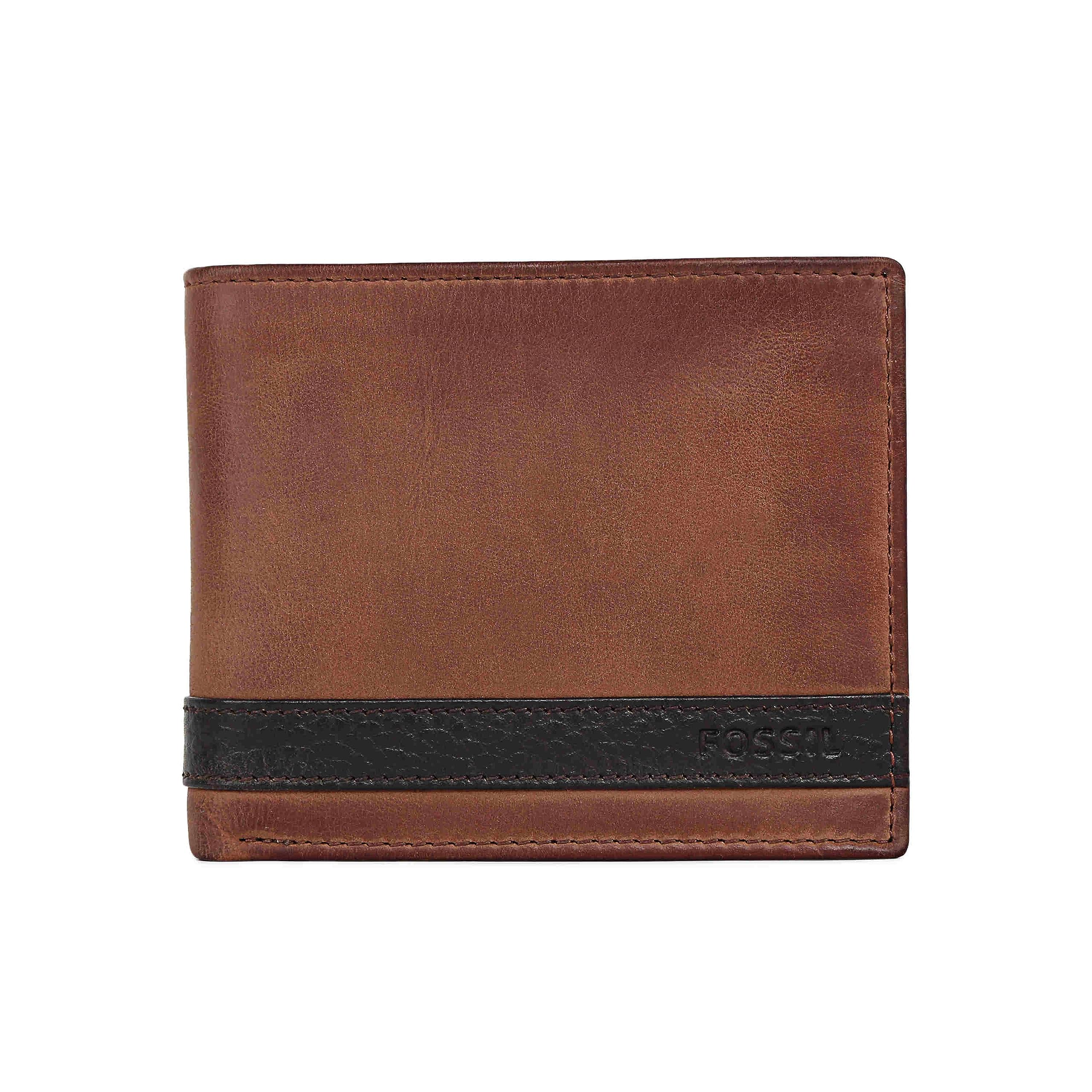 Fossil Men's Quinn Leather Bifold with Coin Pocket Wallet, Black, (Model: ML3653