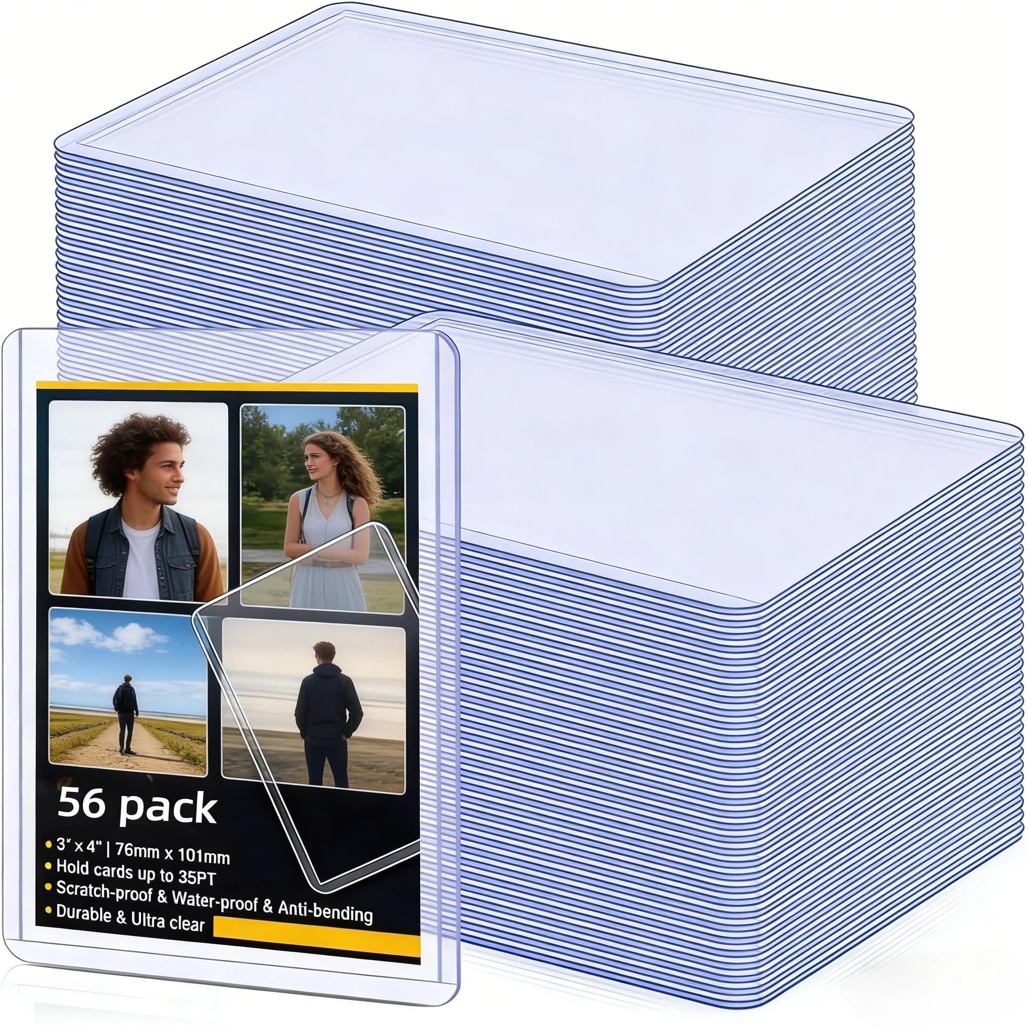 56 pack of top-loading hard plastic sleeves 3"x4" protectors for trading basebal