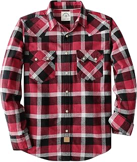 Dubinik® 6.3 oz Flannel Shirt Men's Long Sleeve Western Shirt with Press