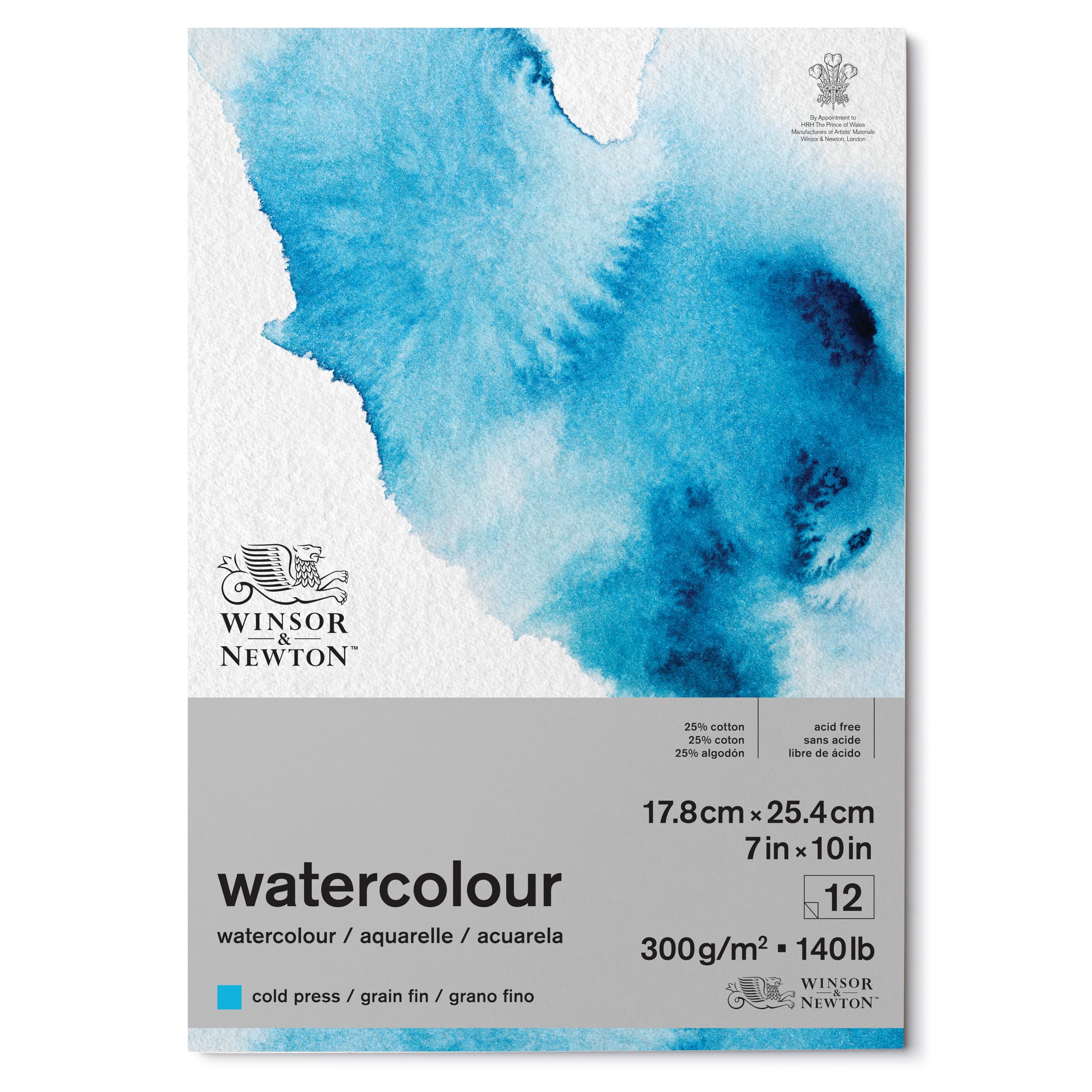 Winsor & Newton Papel de Acuarela Clásico, Grano Fino, 300gr, Mezcla de 25% Algo