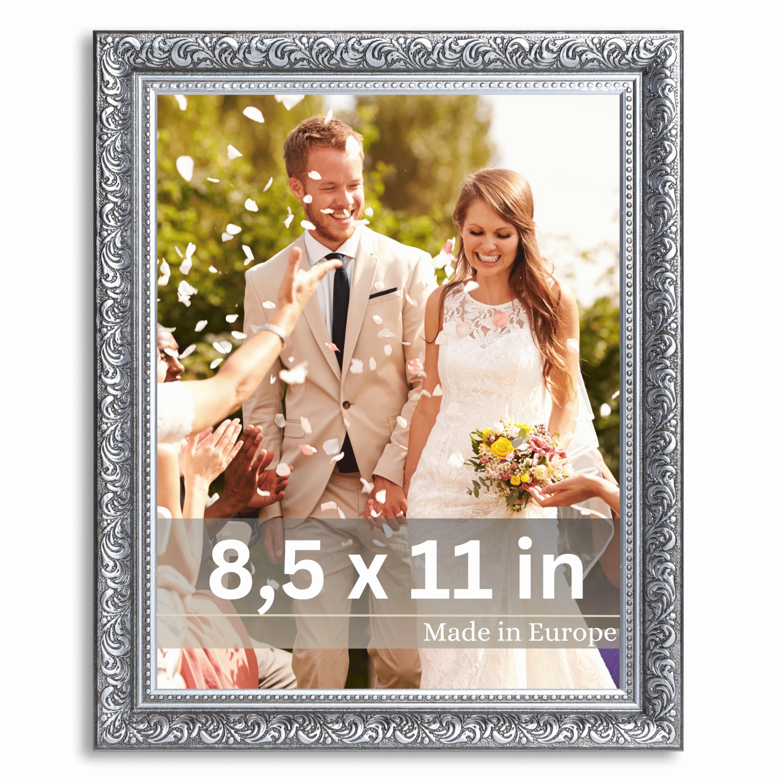 VictoR Rubens Photo Frame 8.5x11 Black Silver Picture Frame with Shutter-Resista