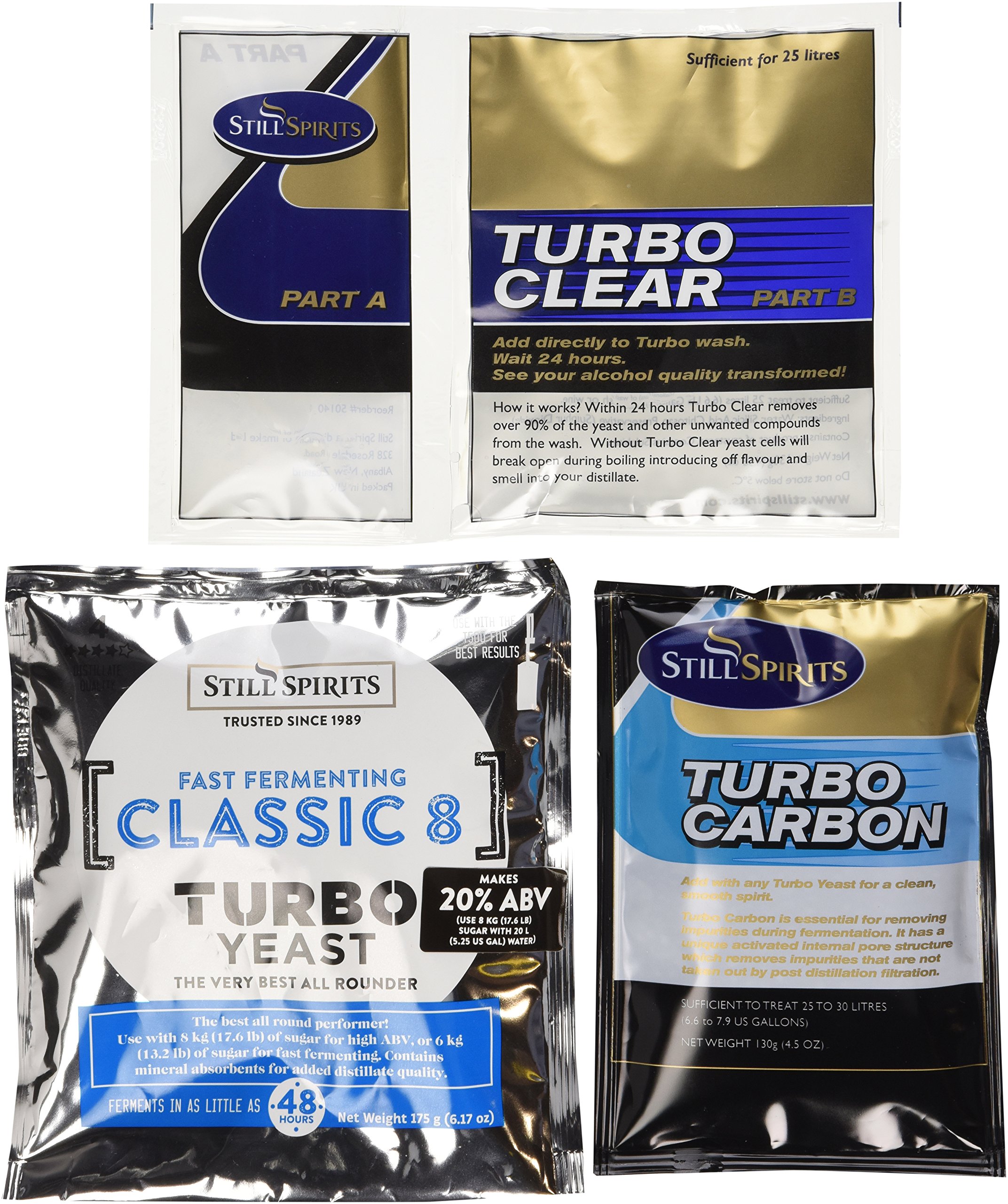 Still Spirits Triple Pack - Turbo Classic 8 Yeast, Turbo Carbon and Turbo Clear