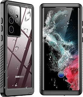 SPIDERCASE for Samsung Galaxy S22 Ultra Case Waterproof, 12FT MIlitary | [Built-in Screen Protector]Full Body Sealed Heavy Duty Shockproof Protection Anti-Scratched Rugged Case 6.8", Black