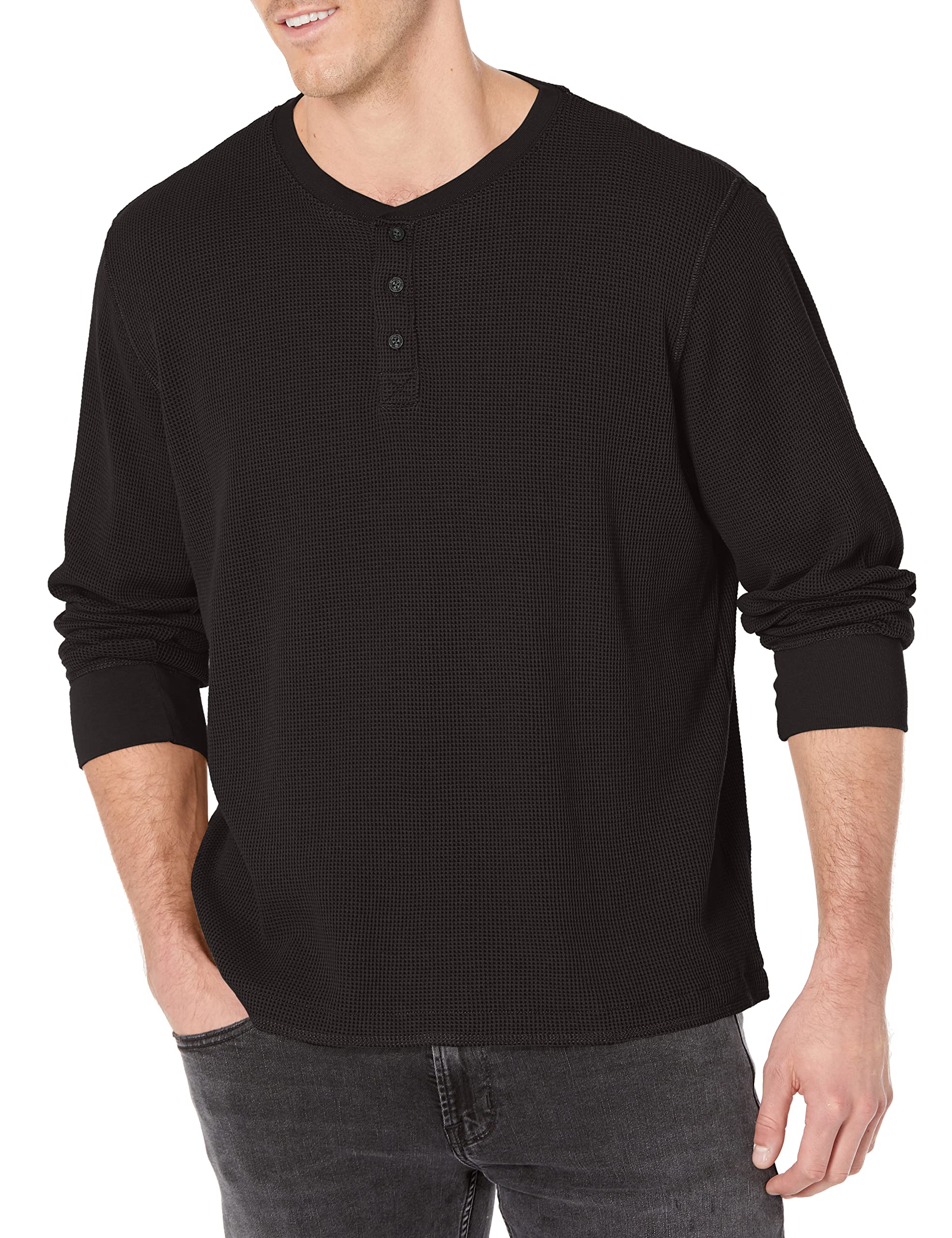 Wrangler Authentics Henley Men's Long Sleeve Waffle Henley Jersey