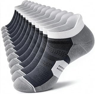 CS CELERSPORT Trainer Socks for Men Women, Cushioned Ankle Running Socks, Sports Breathable Cotton Socks, Low Cut Athletic Tab Socks Anti-Blister, 6 Pairs