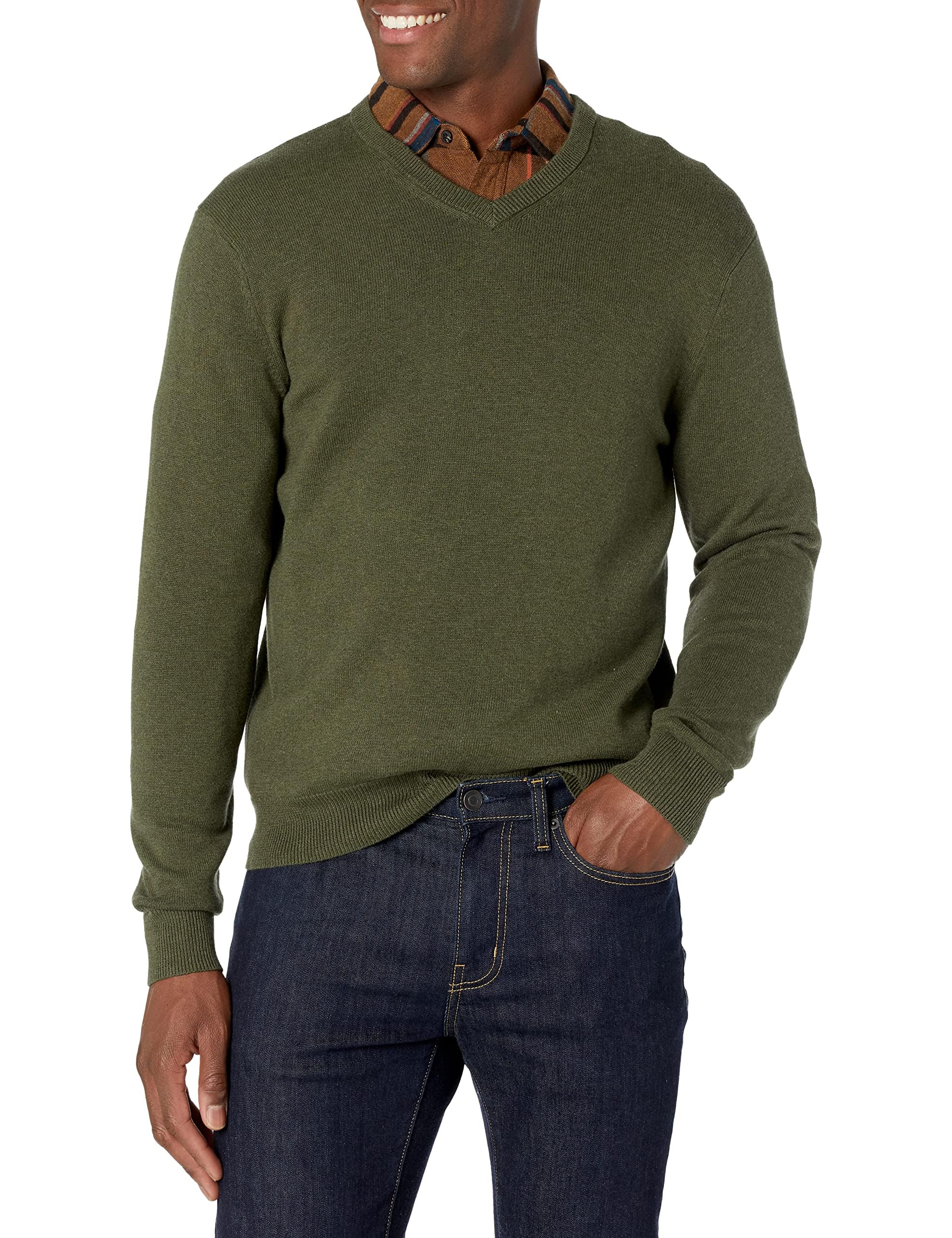 Amazon Essentials Men's Regular Fit Cotton V-Neck Pullover Sweater (Available in