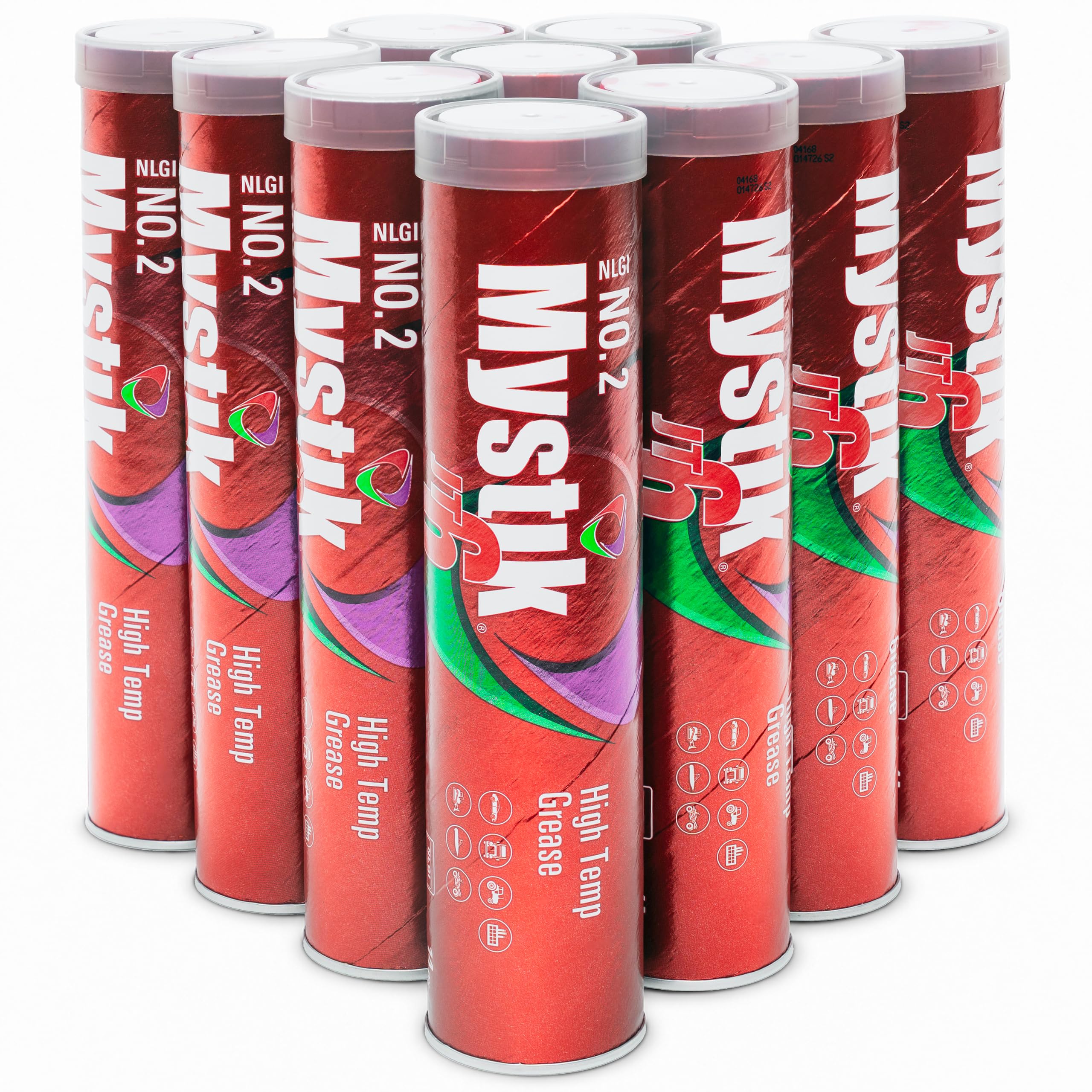 Mystik JT-6 High Temp Grease Tubes for Grease Gun, Multi Purpose Red Lithium Com