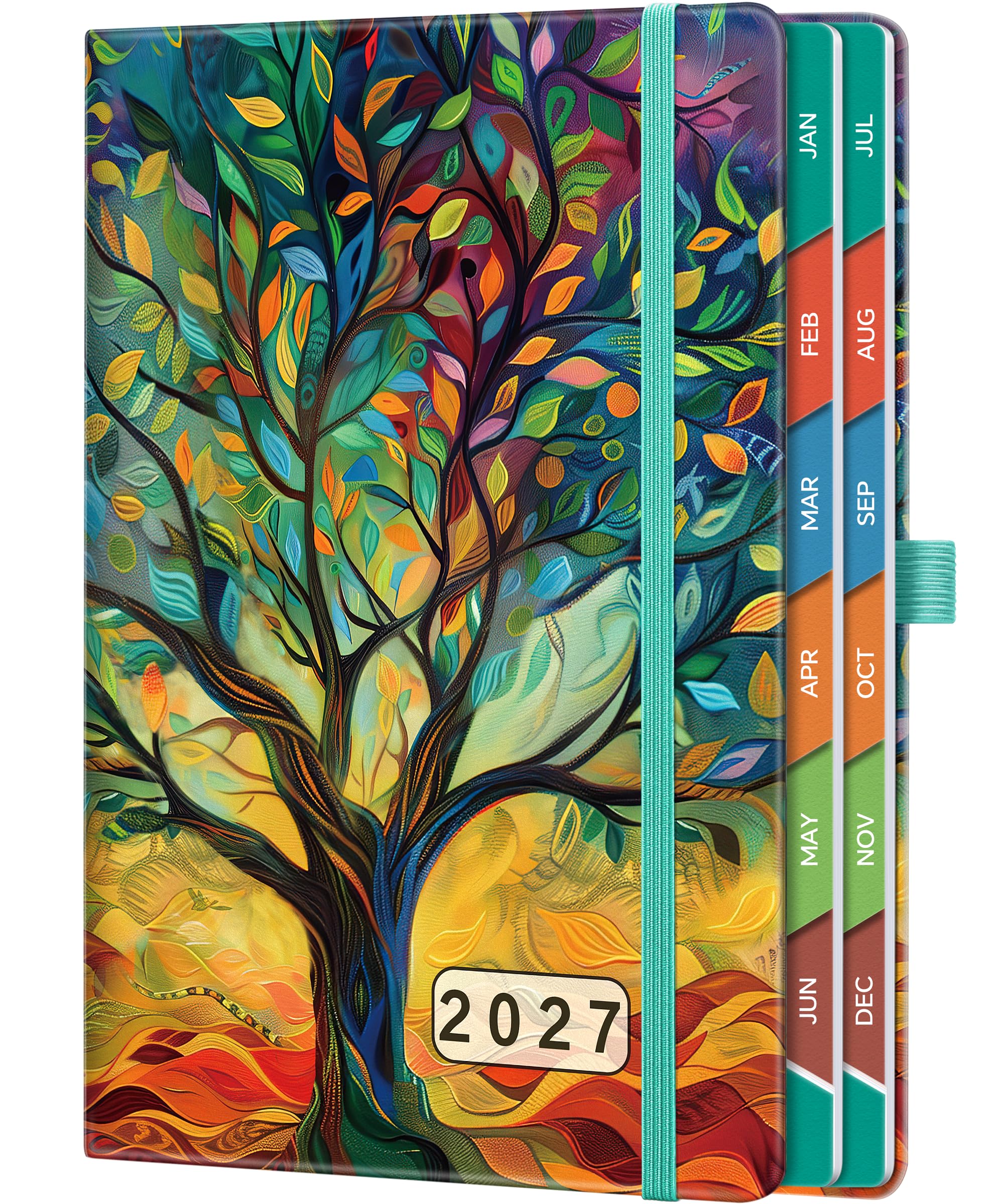 HwxBen 2027 Diary A5 Page A Day, Diary 2027 Day Per Page | 100 GSM Paper, Elasti