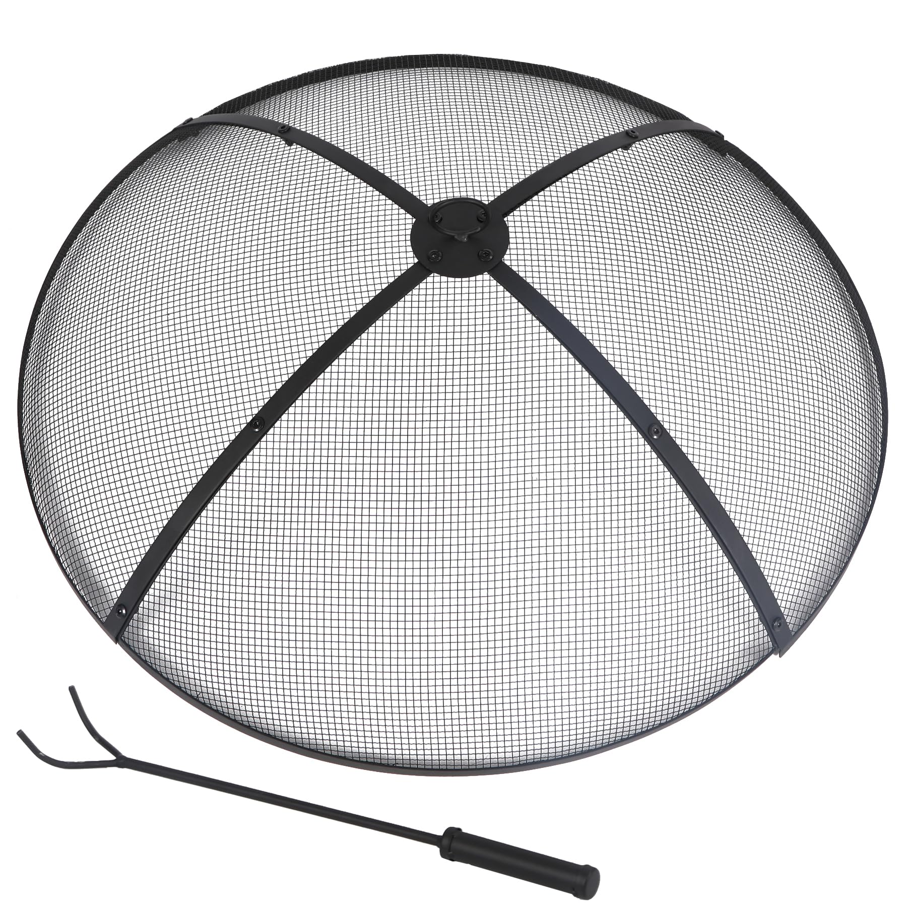 Lineslife 30-Inch Heavy Duty Fire Pit Spark Screen with Handle & Poker | Collaps