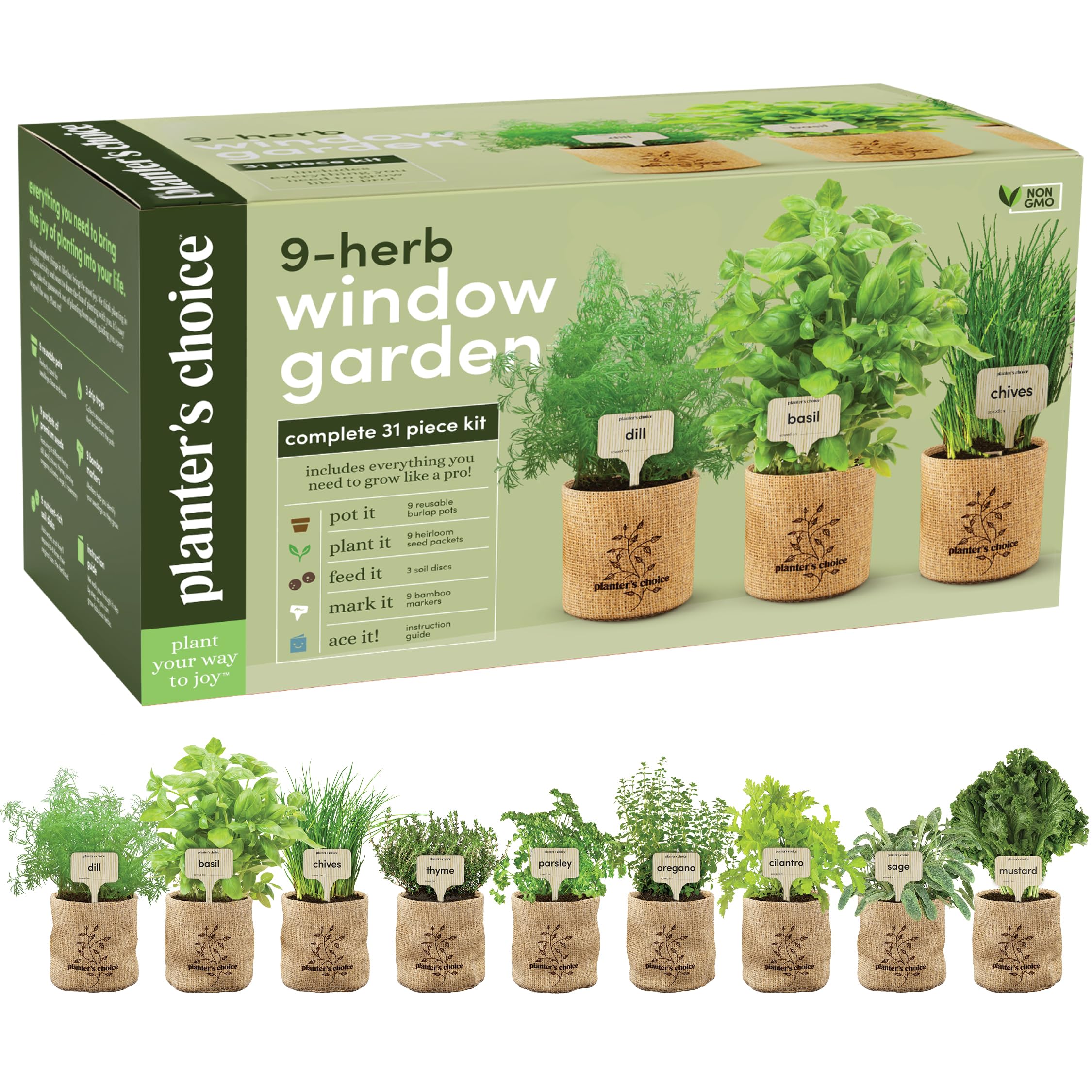 9 Herb Indoor Window Garden Kit - Best Unique Gift Ideas for Women, Mom, Friend,