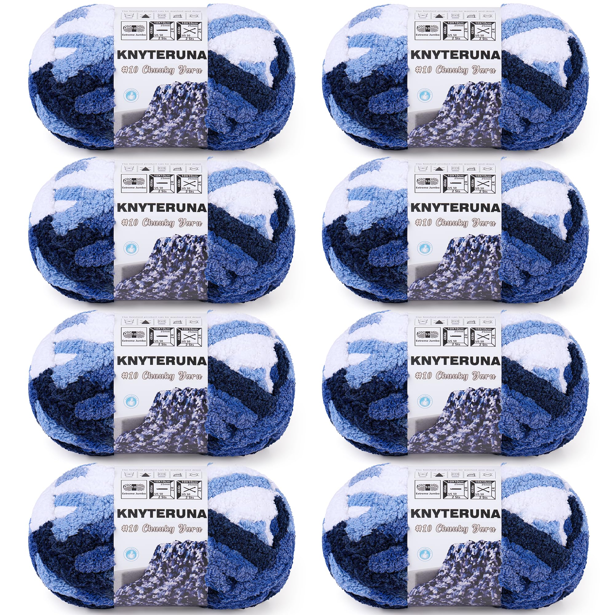 Knyteruna Chunky Yarn for Hand Knitting, #10 Chunky Blanket Chenille Yarn, Large