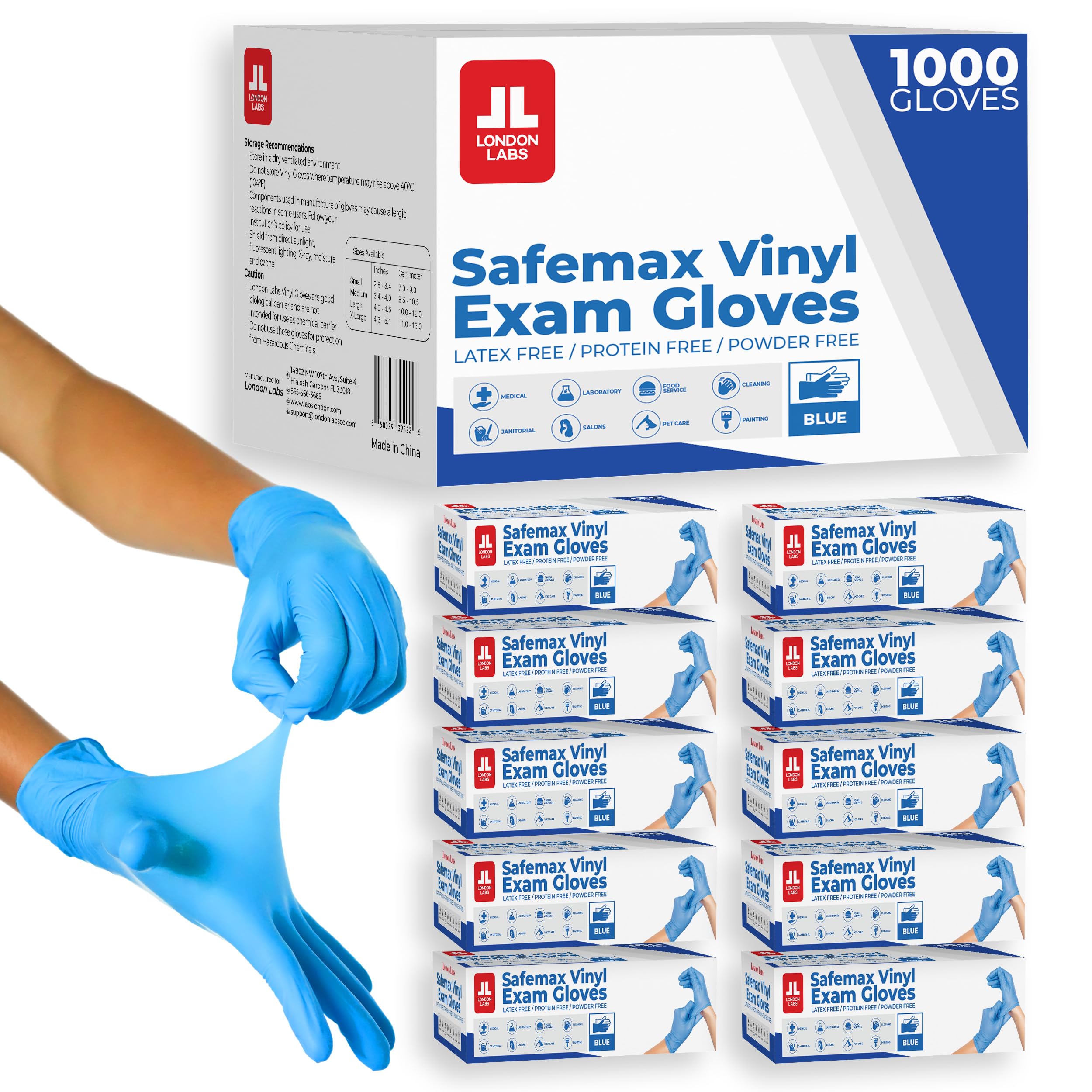 London Labs Synthetic Vinyl Exam Gloves Powder-Free, Latex-Free, Disposable, Ult