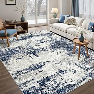 Tosuoka 6x9 Area Rugs for Living Room Abstract Washable Gray Blue Rug