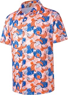 FT FENTENG Mens Hawaiian Shirts Regular Fit Short Sleeve Casual Button Down Summer Tropical Beach Shirts