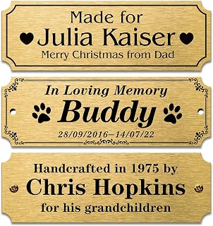 Personalized Solid Brass Engraved Name Plate Memorial Plaque 3" W x 1" H | Custom Text Engraving, Memorial Keepsake Design, Adhesive Or Screw Backing, Trophy Plate