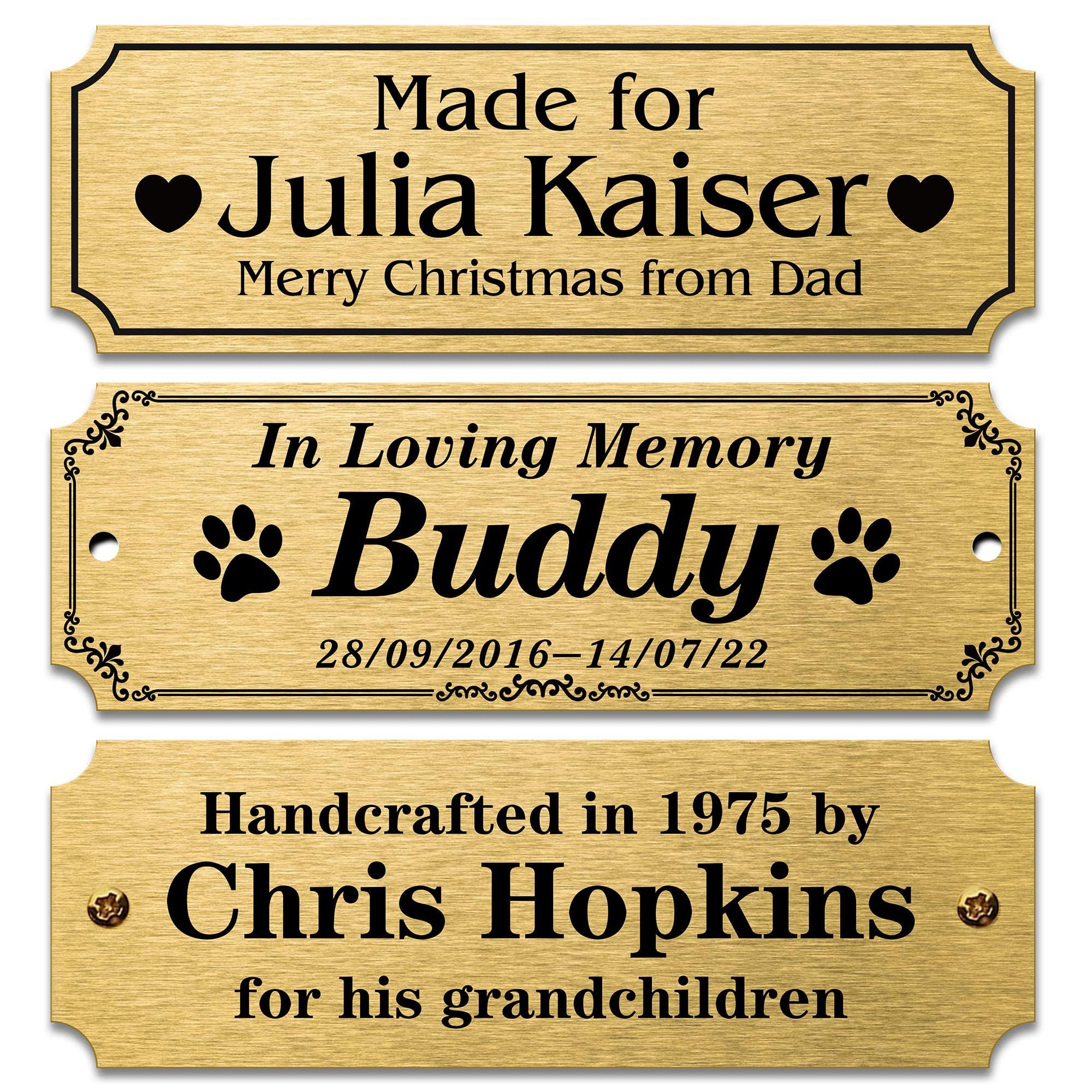Personalized Solid Brass Engraved Name Plate Memorial Plaque 3" W x 1" H | Custo