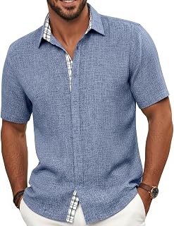 Men's Short Sleeve Button Down Shirt, Textured Summer Style for Beach Days