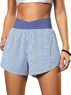 Blooming Jelly Women's Athletic Running Shorts Crossover Gym Workout Shorts