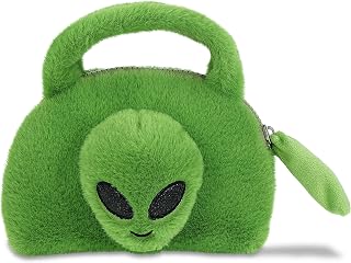 DolliBu Green Alien Purse Plush Bag - Super Soft Stuffed Alien Purse for Kids, Fluffy Space-Themed Plush Bag for Girls and Boys with Handles and Zipper - 8 Inches