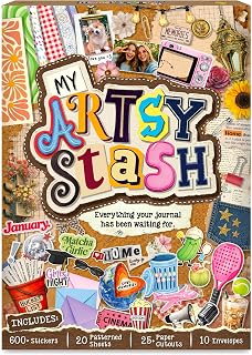 My Artsy Stash – Scrapbooking Kit, Journaling Kit & Junk Journal Supplies | For Teens, Tweens & Adults, 600+ Stickers & Cutouts, Patterned Paper, DIY Diary Decorating, Aesthetic Craft Gift Ages 10+