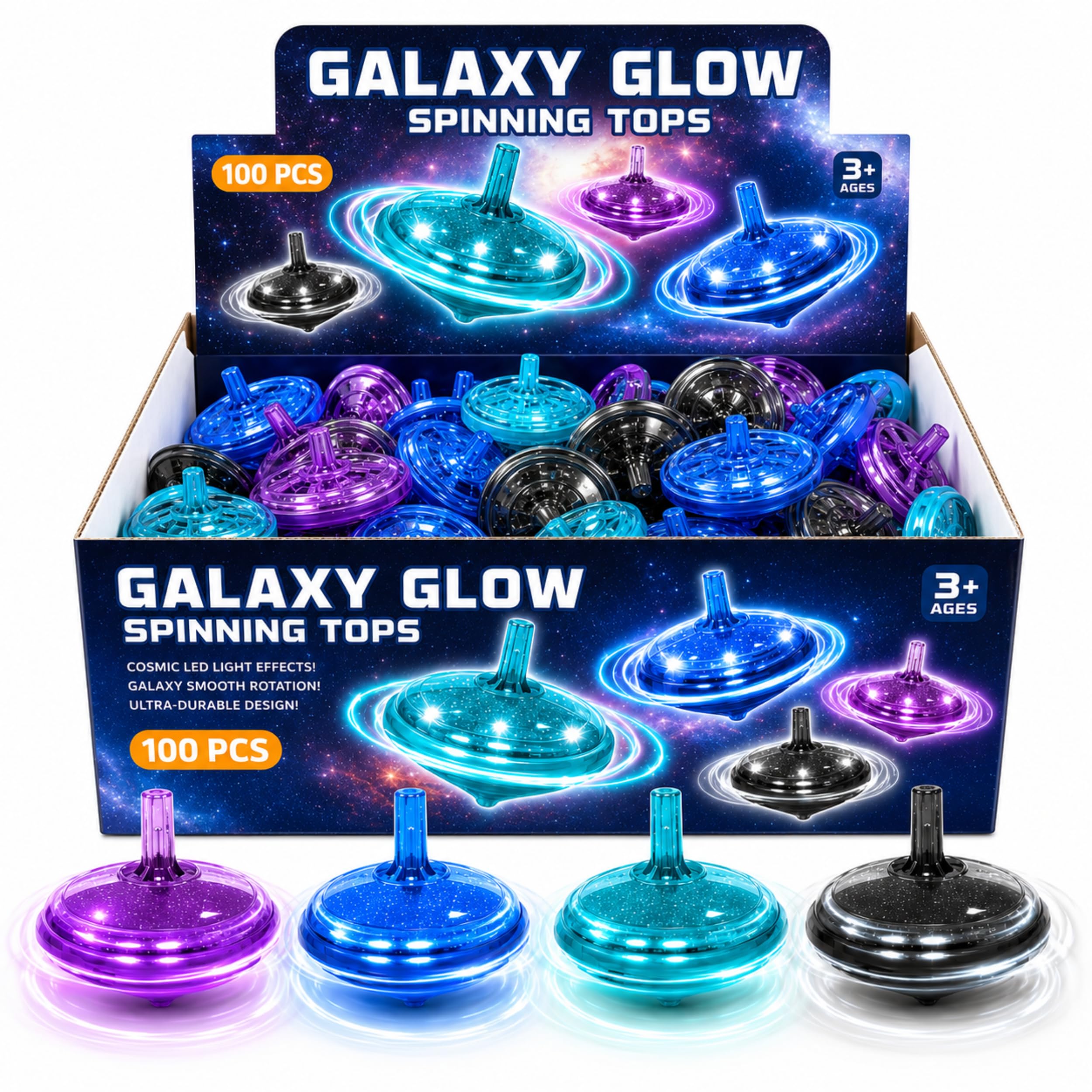 LED Flashing Spinning Tops for Kids, Bulk Party Favors and Classroom Prizes (Gal