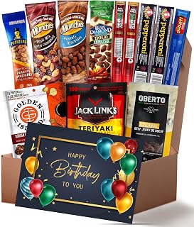 Birthday Gifts for Men Beef Jerky Box (12pcs + Birthday Card) | Gift Basket for Men, Carnivore Meat Snacks, Gifts for him, for Boyfriend, Dad, Husband, dad gifts