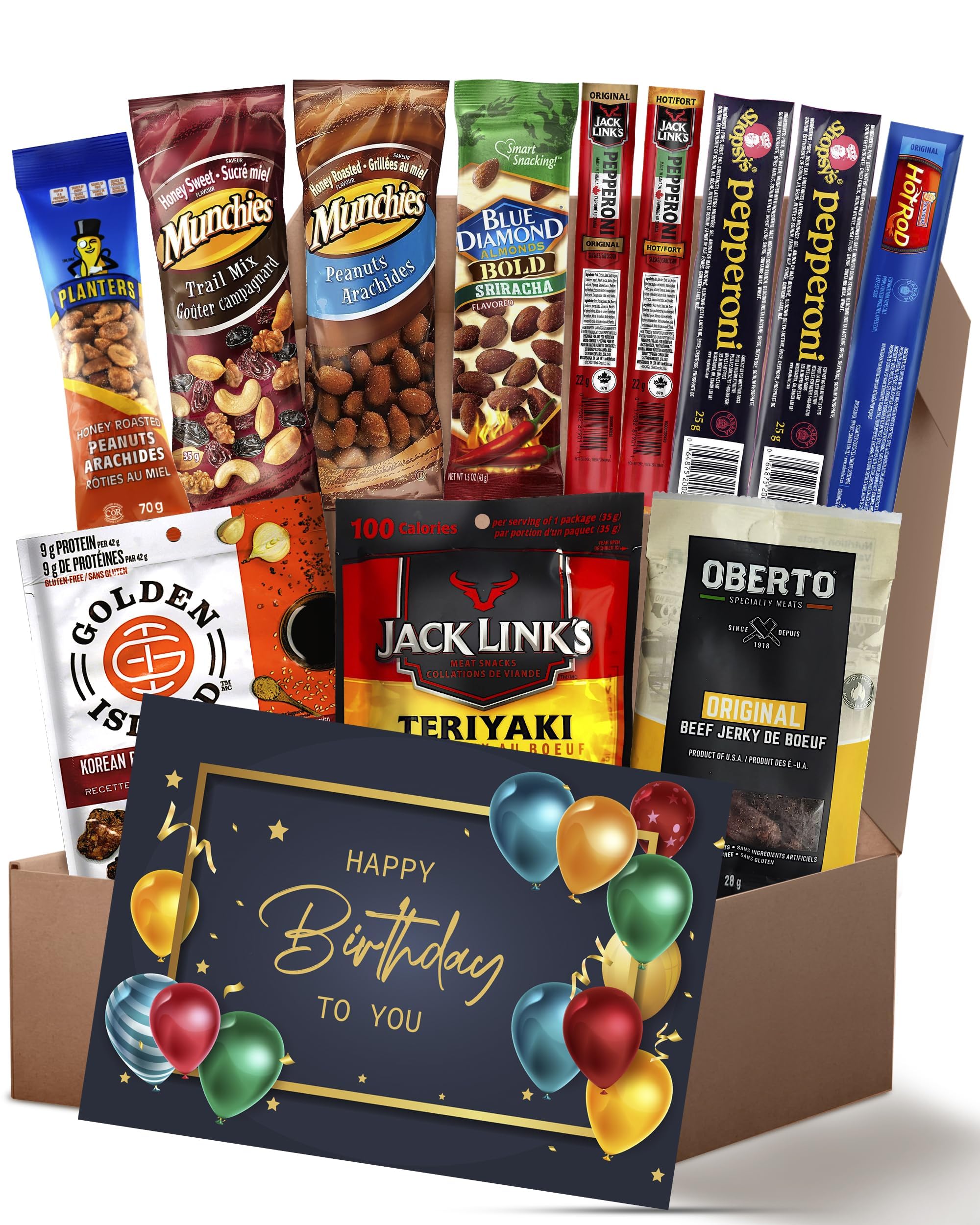 Birthday Gifts for Men Beef Jerky Box (12pcs + Birthday Card) | Gift Basket for 
