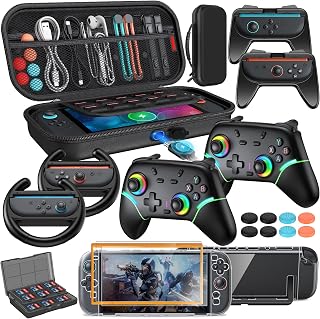 FYOUNG Switch 2 Accessories with Pro Style Controller,Bundle for Nintendo 2 | [Charge Inside]Case Bundle for Nintendo Switch 2 Console, 23 In 1 Kit: Carrying Case, Protective Shell, Grip, Steering Wheel