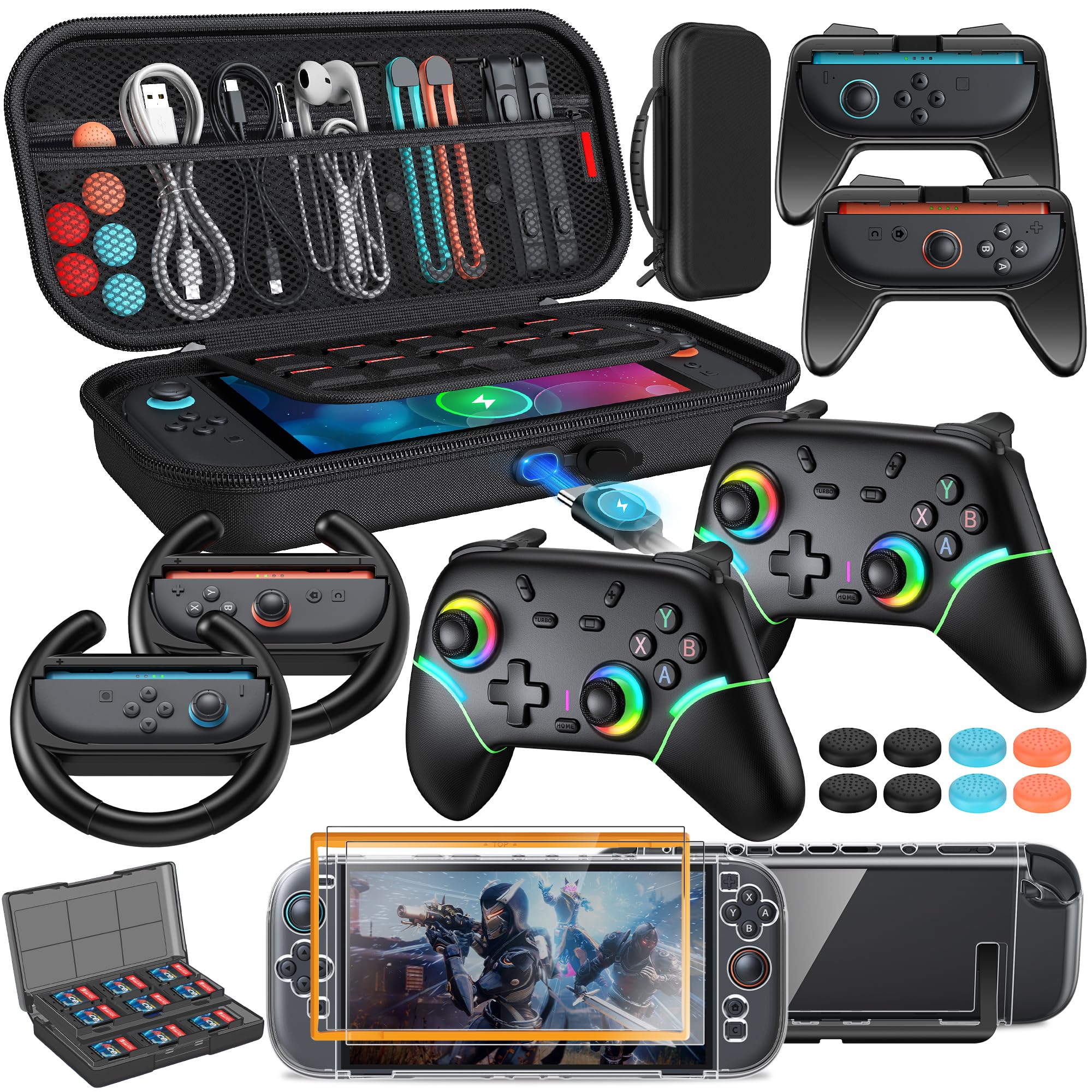 FYOUNG Switch 2 Accessories with Pro Style Controller,Bundle for Nintendo 2 | [C