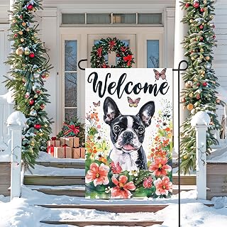 Dog Garden Flag Outdoor Vertical Double Sided Burlap Welcome Garden Small Garden Flag Home Decor Holiday House Seasonal Farmhouse Spring Summer Outdoor Patio Lawn Decoration 12 x 18 Inches M10