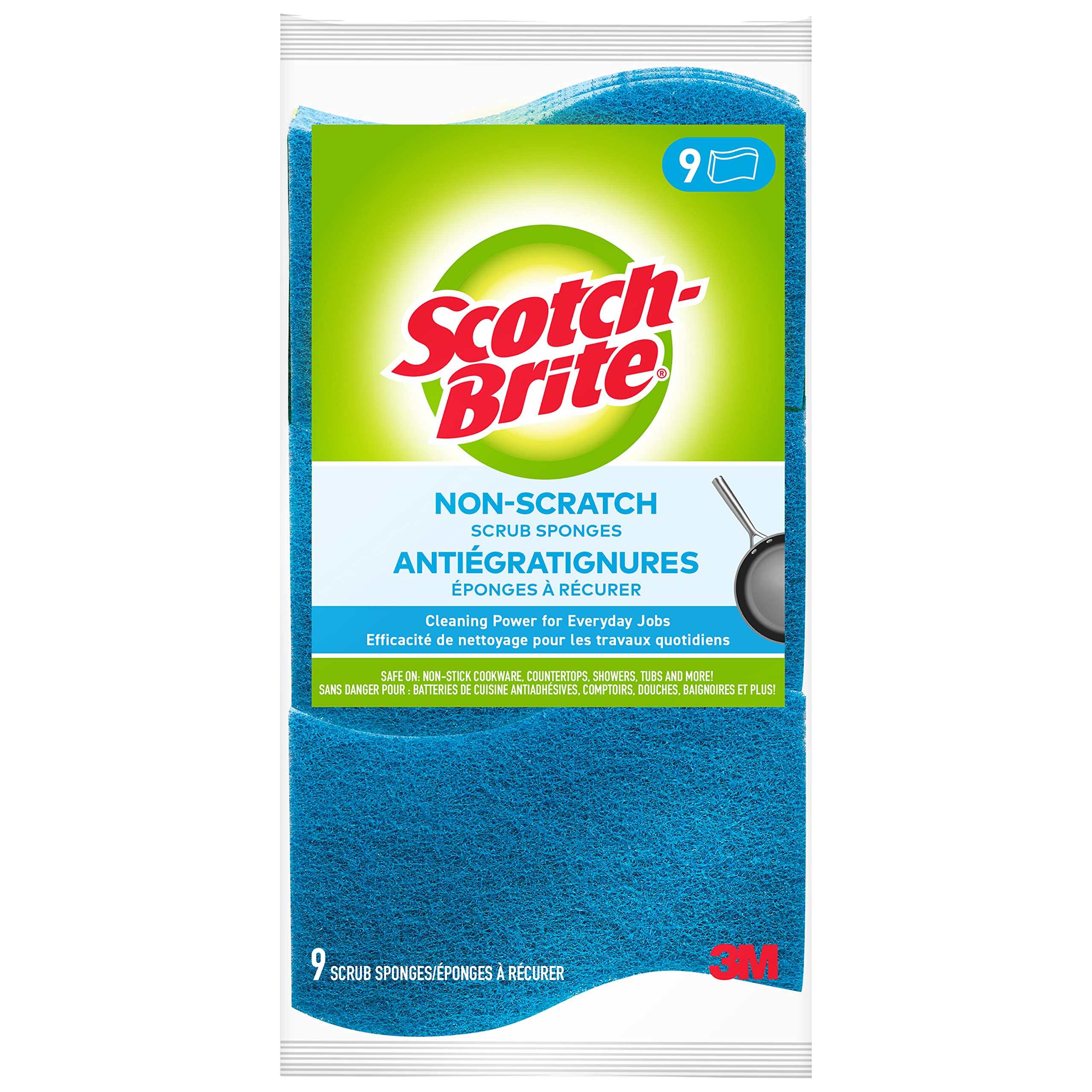 Scotch-Brite Scrub Sponge, 9 Pack, Non Scratch, Multipurpose Sponges for Dishes 