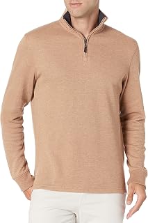 Amazon Essentials French Ribbed Sweater with Short Zip for Men