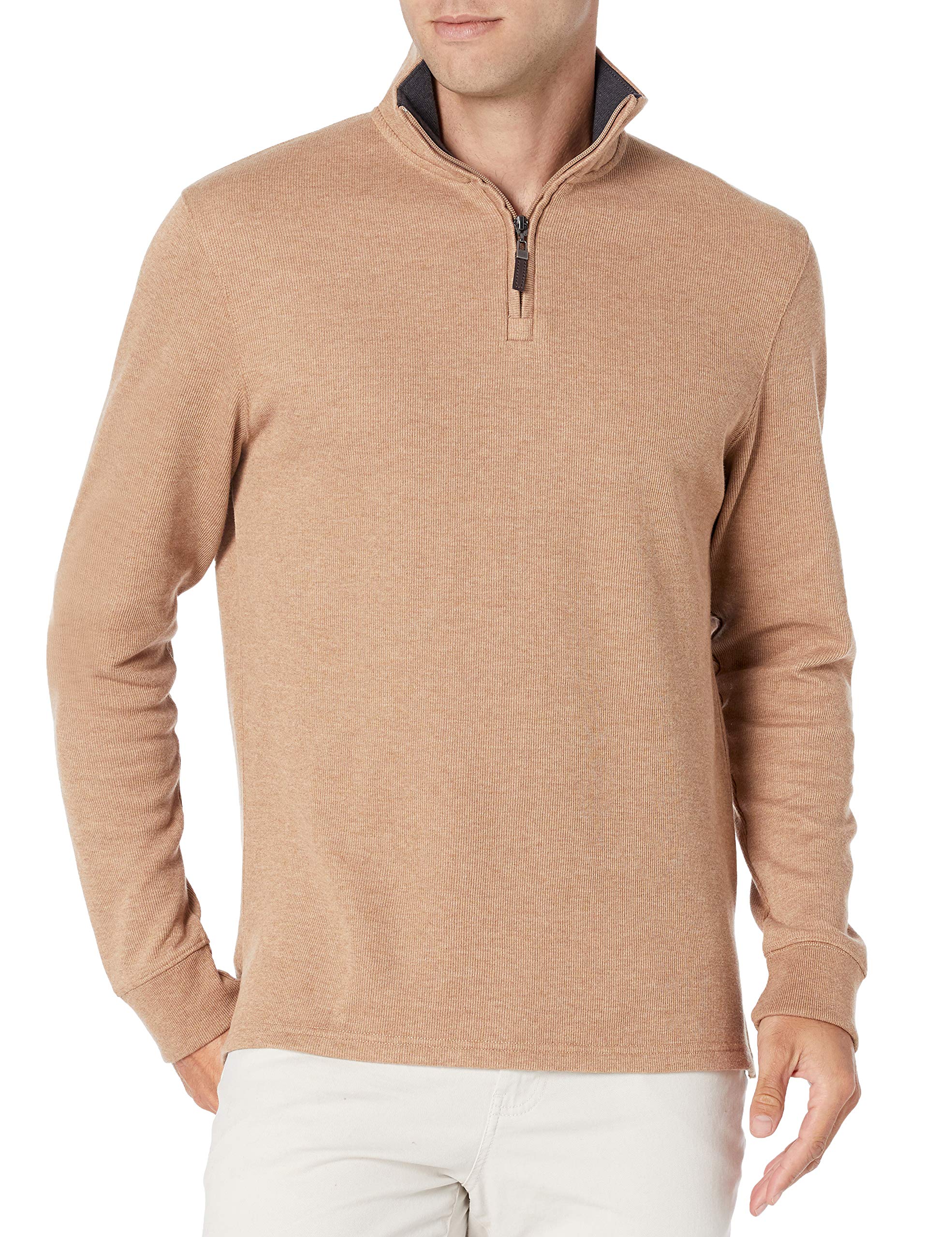 Amazon Essentials French Ribbed Sweater with Short Zip for Men