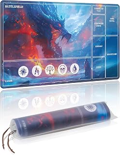 NiHome Playmat Compatible with MTG Magic The Gathering, Ice Dragon | 24 x 14 Inch - Non-Slip Rubber Base, Stitched Edges, Card Zones & Protective Storage Sleeve