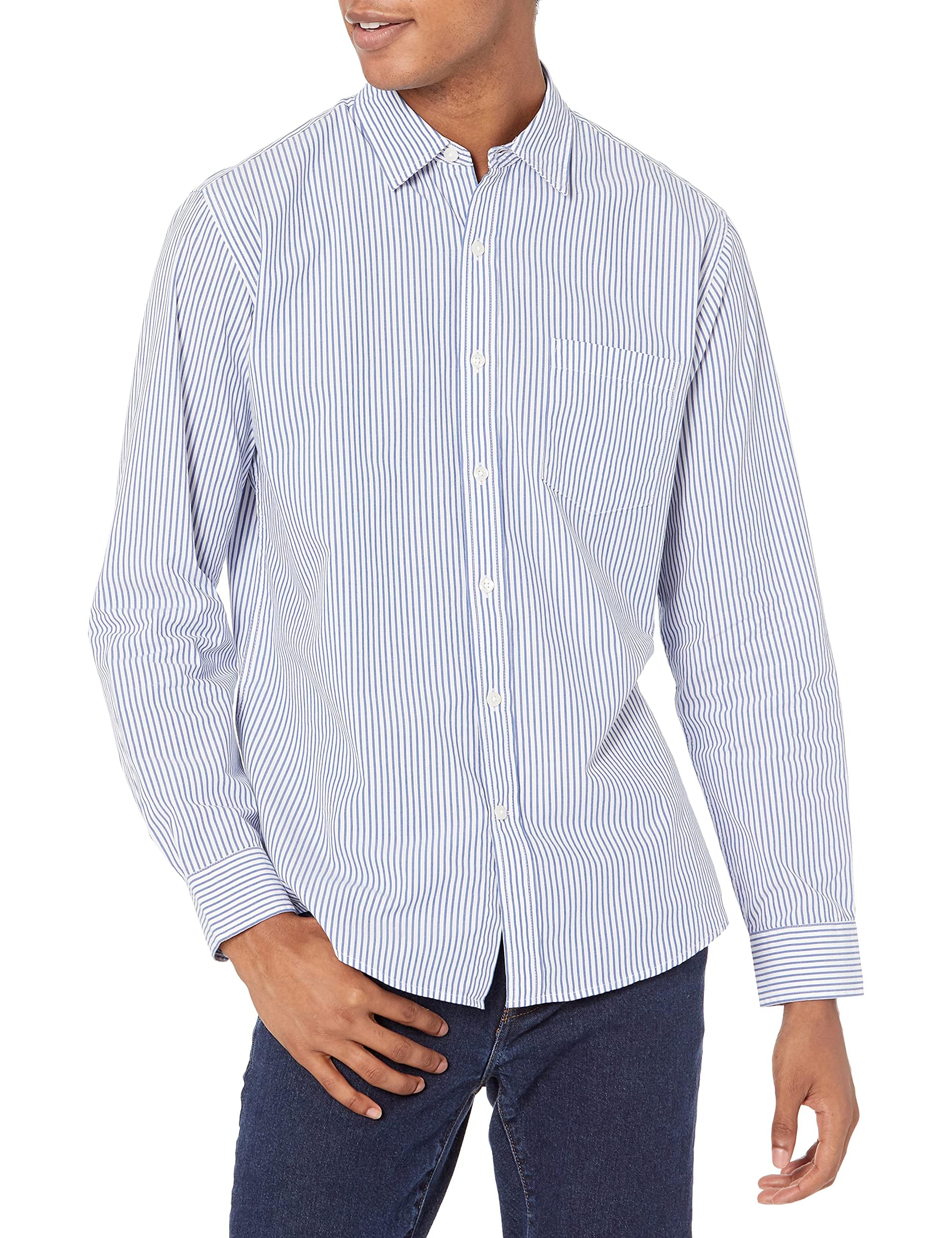 Amazon Essentials Men's Long Sleeve Casual Poplin Shirt