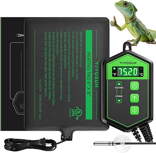 VIVOSUN Reptile Heating Pad 6x8 Inch with Thermostat Combo | Under Tank Terrarium Heating Mat for Turtles, Lizards, Frogs, and Other Reptiles