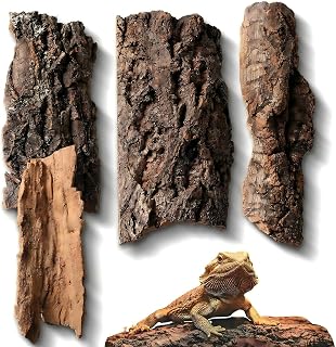 4pcs Reptile Bark Decor Wood, Natural Cork Bark, Cork Hides Water Tube Decor,Reptile Wood Terrarium for Bearded Dragon Lizard Geckos Tortoise Random Shape Random Size Deliver