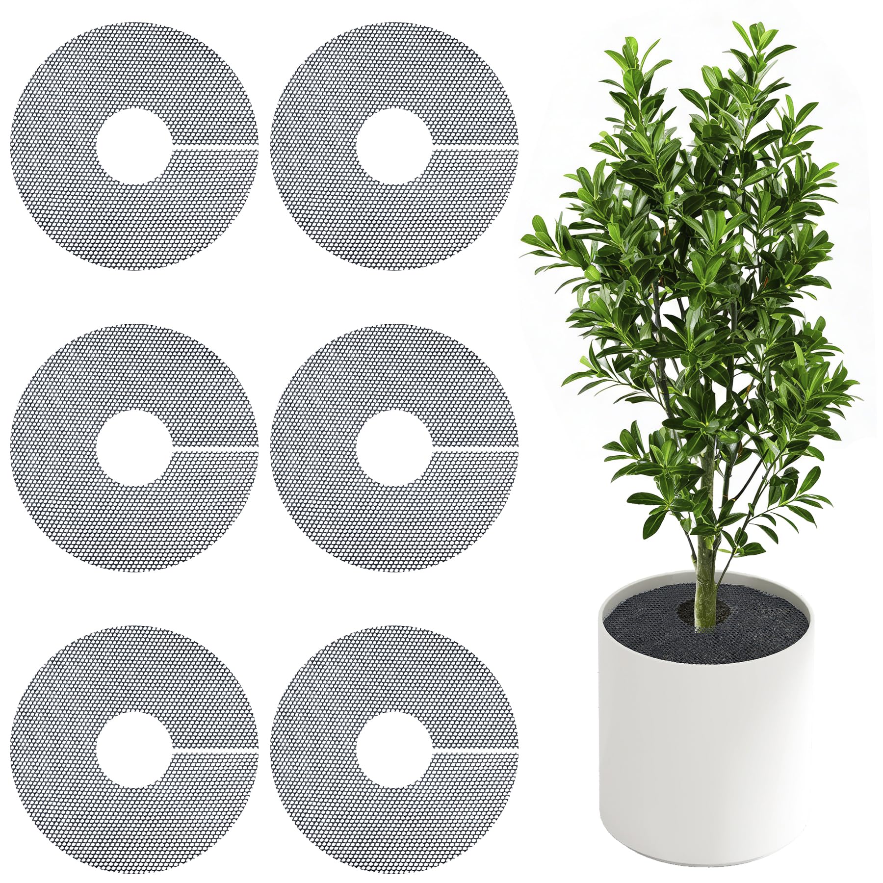 6 Pack Plant Pot Grids - 11.8 Inch Cuttable Soil Cover Protector from Cats, Anim