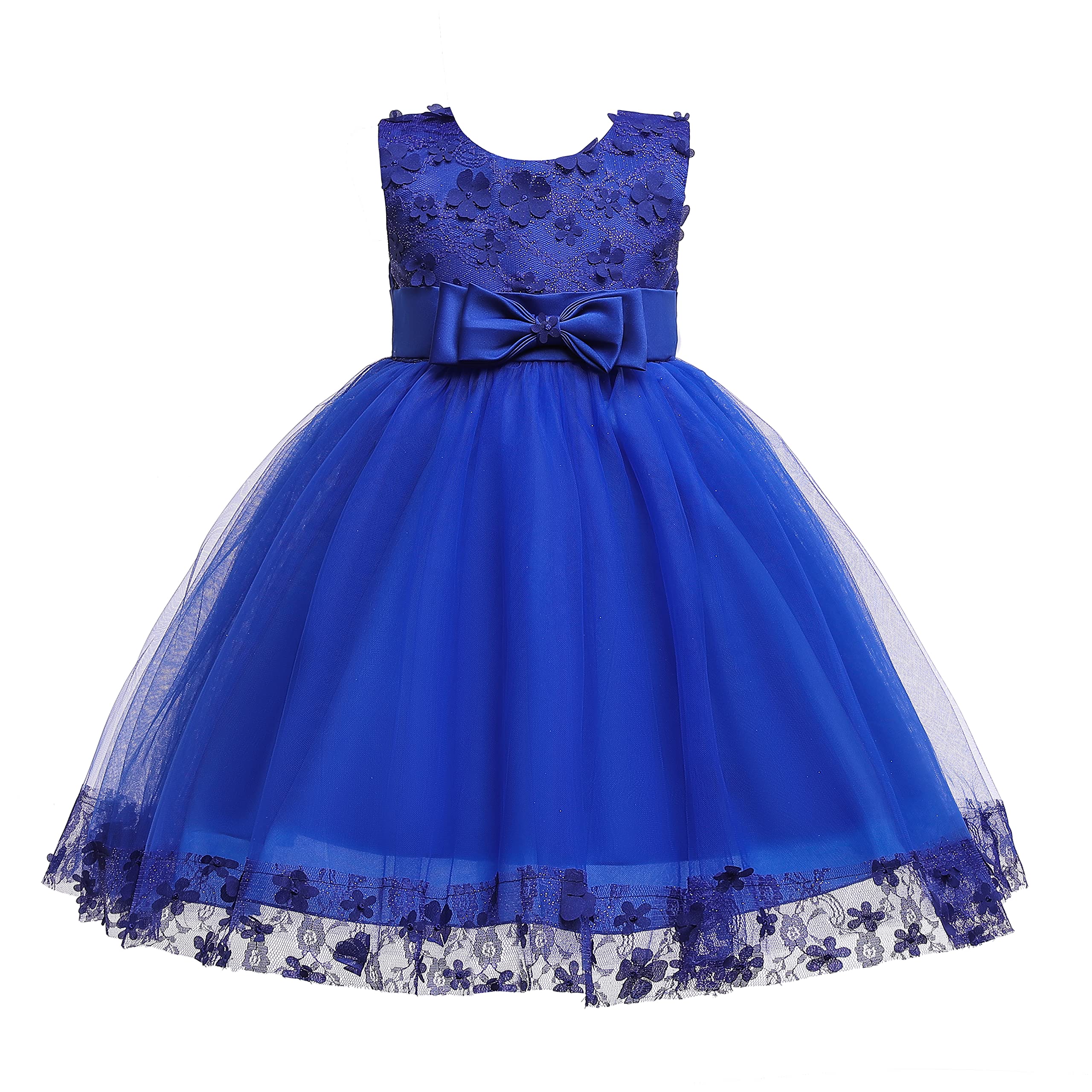 Weileenice Holiday Big/Little Girl Flower Lace A-line Wedding Party Dresses Kids