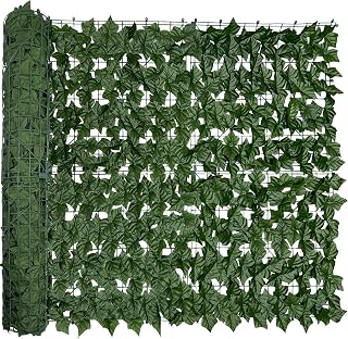 DOPGIB 48"x128" (43 Sqft), Artificial Ivy Vine Privacy Fence Screen Roll | UV Resistant Green Leaves Faux, Garden Indoor Outdoor Home Decor, Artificial Hedge Vine Backdrop Fence Covering Privacy