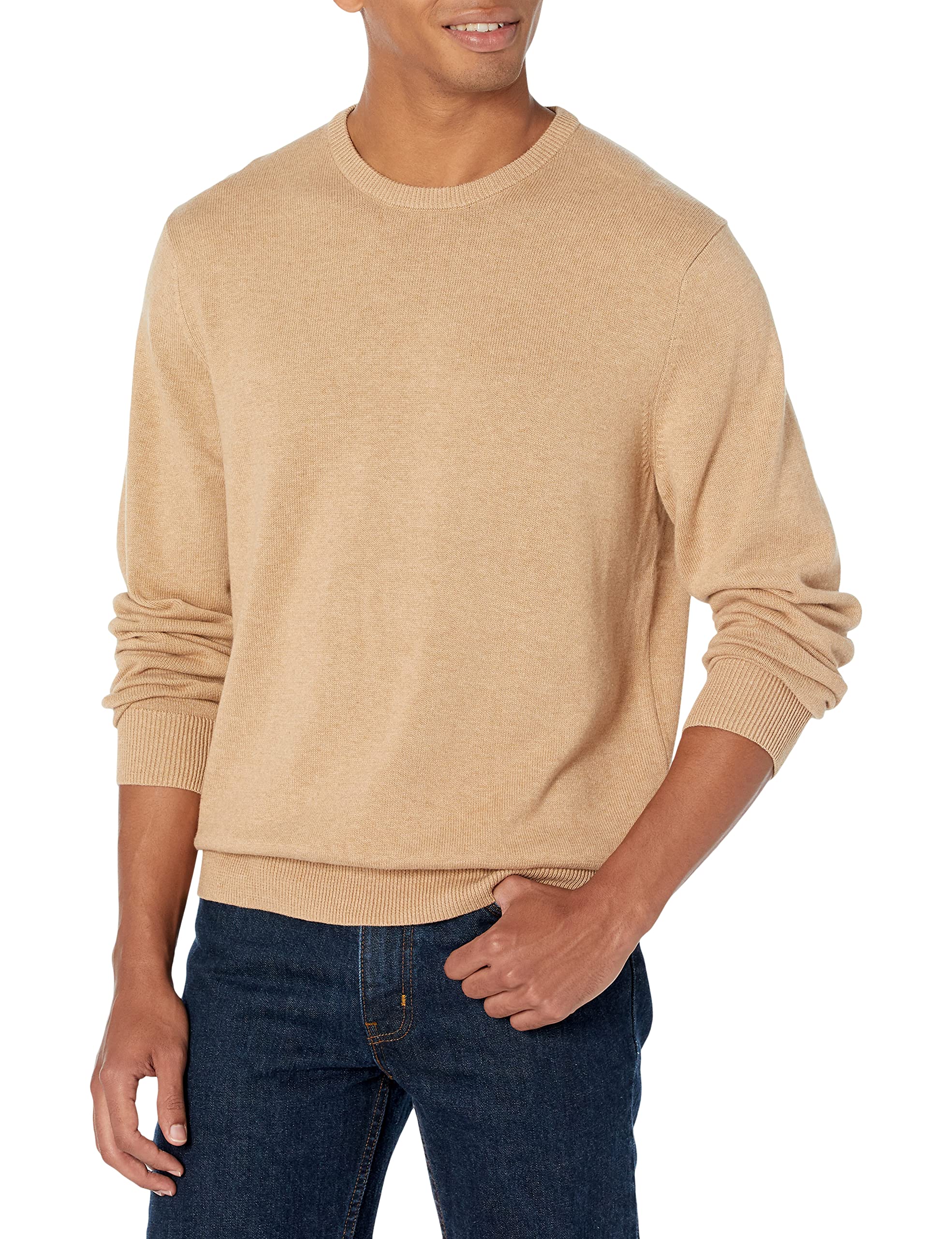 Amazon Essentials Men's Cable Knit Long-Sleeve Crewneck Sweater, 100% Cotton, Bi