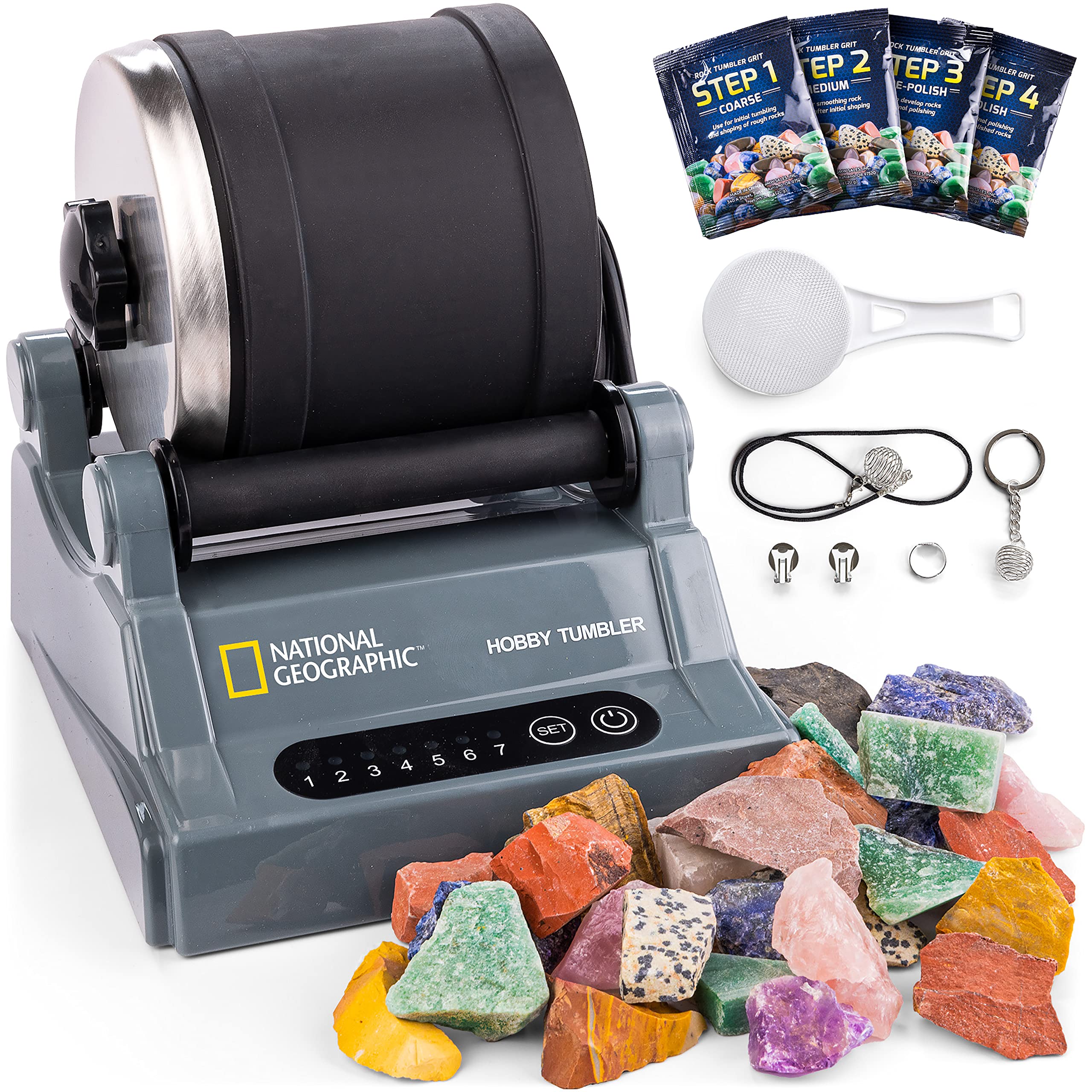 National Geographic Hobby Rock Tumbler Kit for Kids and Adults Ages 8+ | Rough G