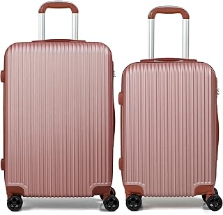 CALDARIUS Hardshell Luggage | Durable Suitcases | Lightweight & Secure with Combination Lock | Smooth 4 Dual Spinner Wheels | Ideal Travel Bag & Luggage Sets (Rose, Cabin 20" + Medium 24")