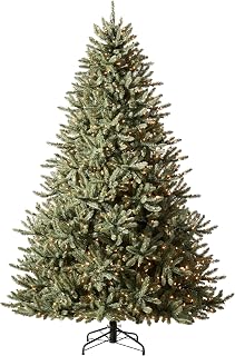Balsam Hill 7.5ft Pre-Lit Classic Blue Spruce - Artificial Christmas Tree with 1000 Clear Incandescent Lights, Easy Plug Technology, Premium Stand for Indoor Holiday Decorating