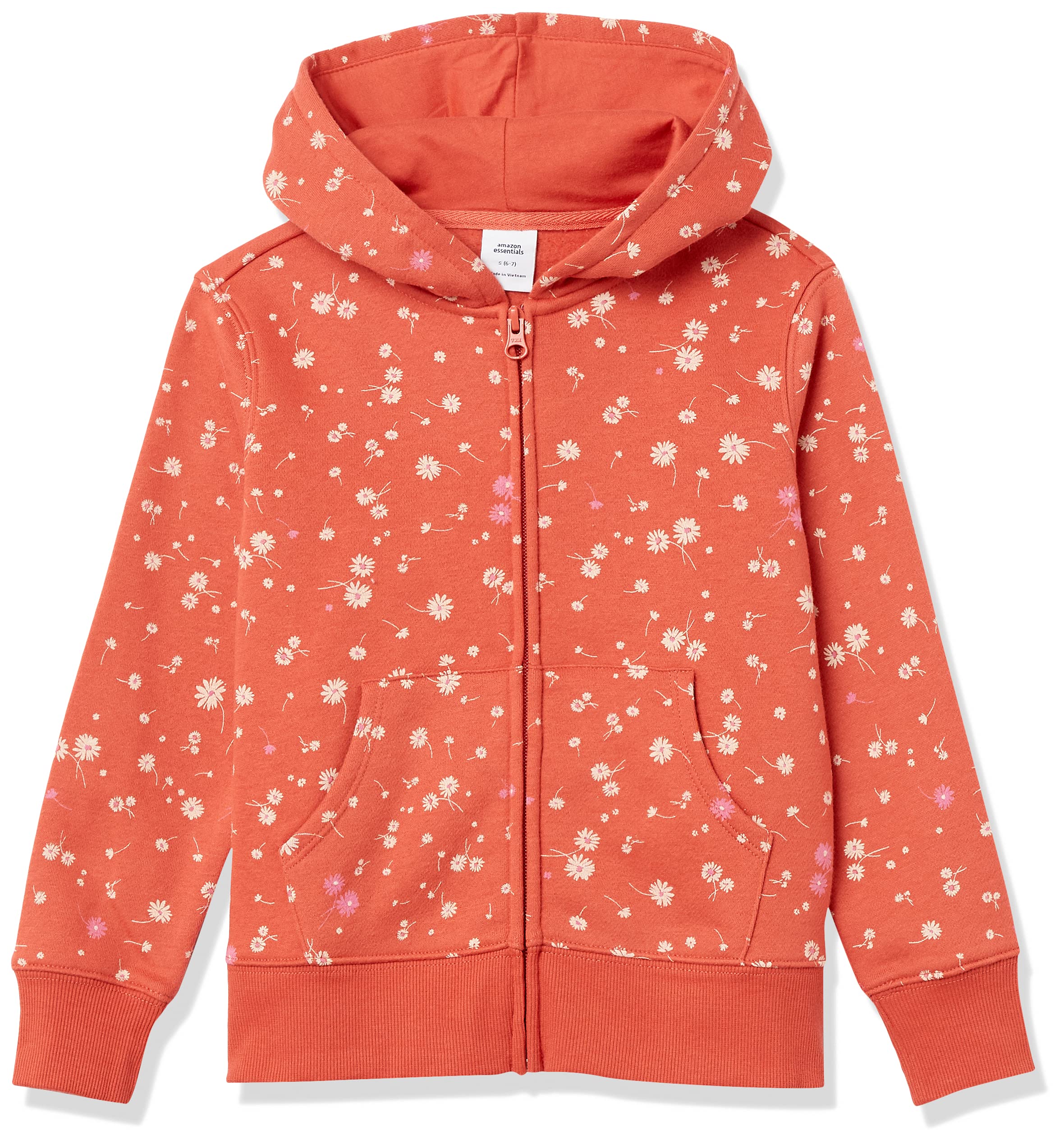Amazon Essentials Girls and Toddlers' Fleece Zip-Up Hooded Sweatshirt with Lined