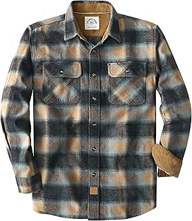 Dubinik® 6 oz Flannel Shirt for Men Plaid Cotton Brushed Utilit Casual