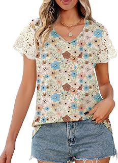 Desol Top in pizzo estivo da donna alla moda 2025 magliette a maniche corte camicie casual con scollo a V camicette abiti estivi