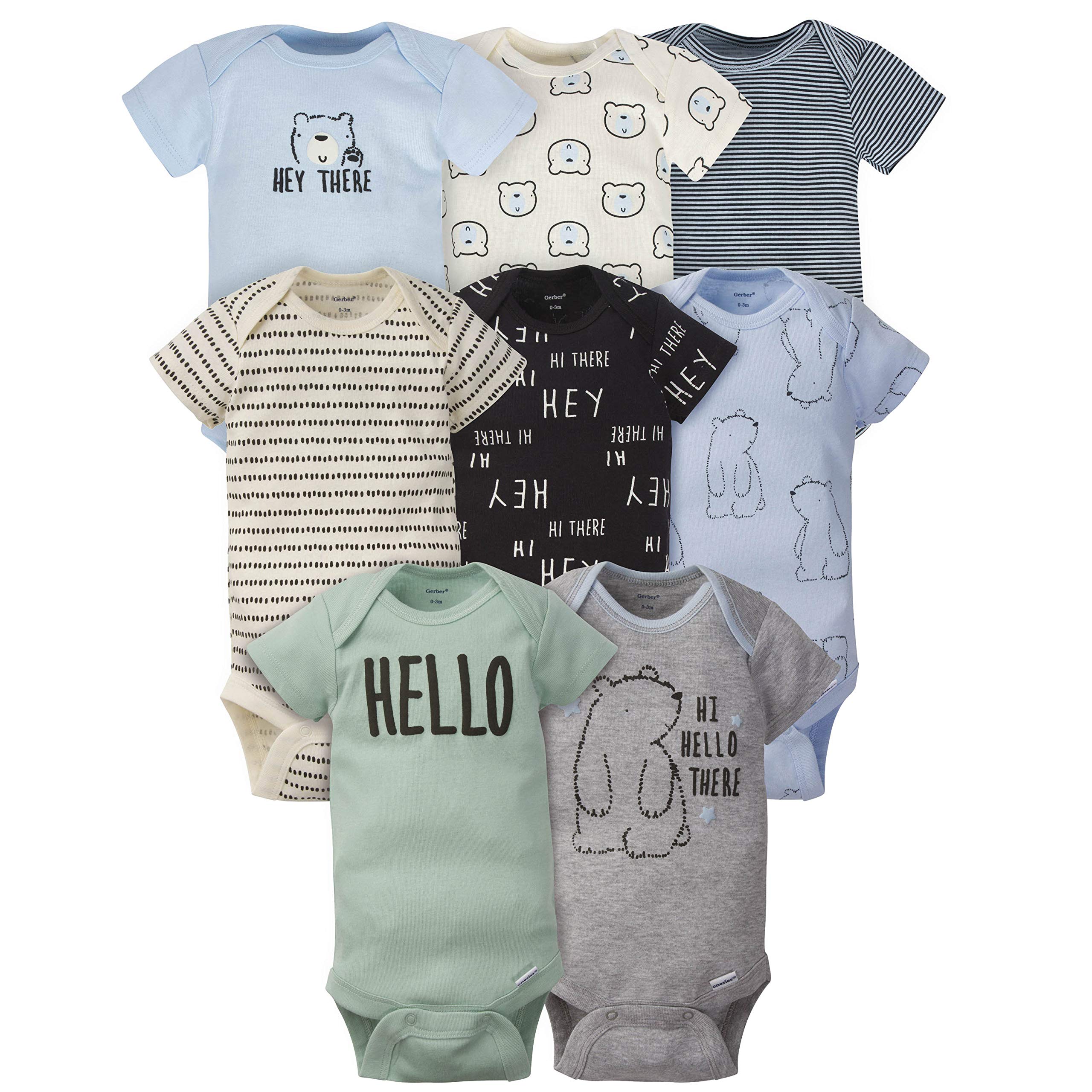 Gerber Baby Boys 8-Pack Short Sleeve Onesies Bodysuits