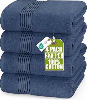 Utopia Towels Set of 4 Bath Towels, 68 x 137 cm, Navy